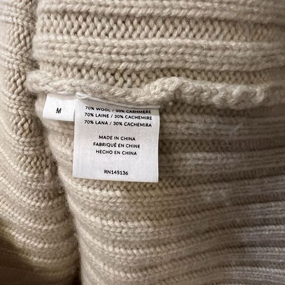 Naadam Womens Sweater Size M Wool  Cashmere Open Back Turtleneck Half-Zip - Picture 9 of 10